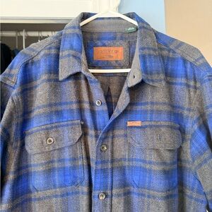 Orvis Blue and Gray plaid flannel Shirt xxl
